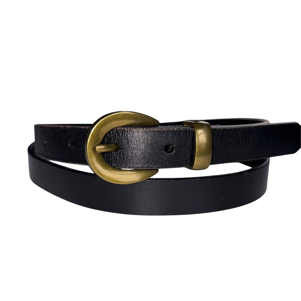 Madewell Belt Womens Leather Brass-tone Skinny Minimalist Classic Large Black